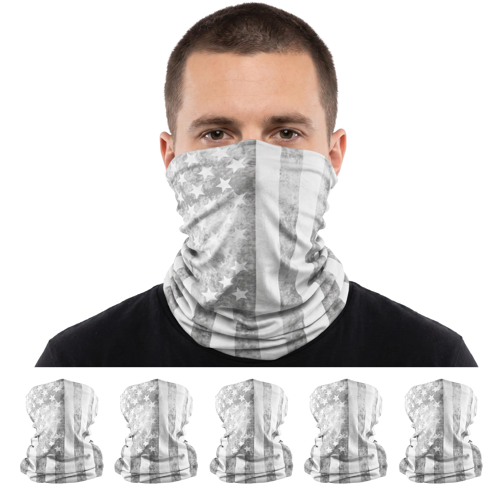 S A Soul of Adventure 5-Pack UV Face Shield | UV 30+ Multipurpose Neck Gaiter Balaclava for Adults | Multiple Color Packs