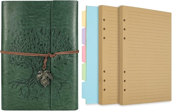 Billtigif A5 Refillable Leather Journal Notebook and 280pages Refill Paper