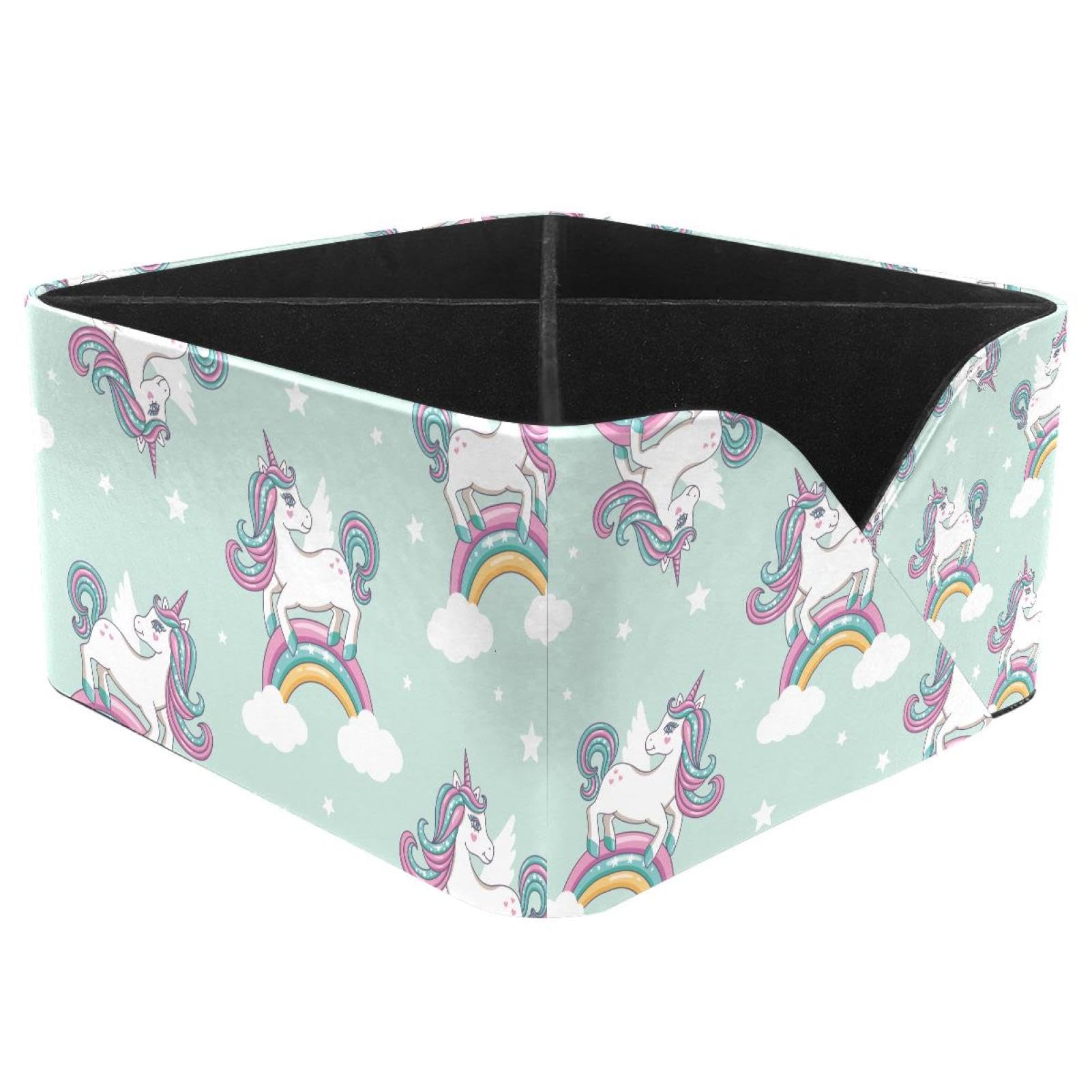 KengjuTesu Cute Rainbow Clouds Unicorn Pattern Desktop Organizer Pen Holder, Rectangular Pencil Cup for Office, Study and Makeup Stations