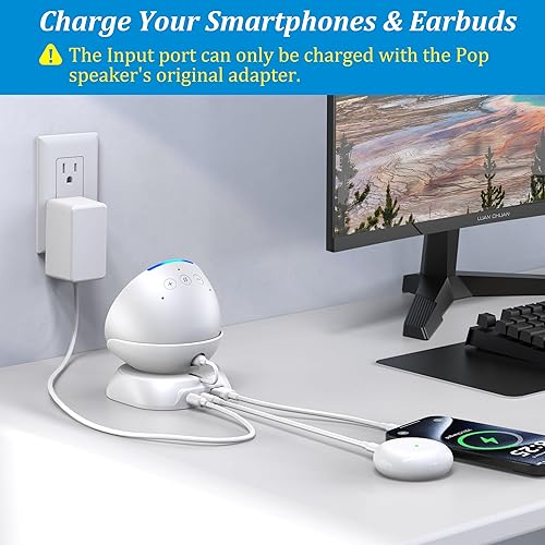 Miniatura 3 de PlusAcc Soporte para Pop con puertos de carga USB-C y USB-A, estación base de soporte de mesa para cargar teléfonos celulares y auriculares, base