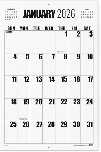 Calendario de pared 2026-2027, calendario Nekmit 2026 de enero de 2026 a julio de 2027, 22 34 pulgadas x 14 34 pulgadas, calendario de pared de