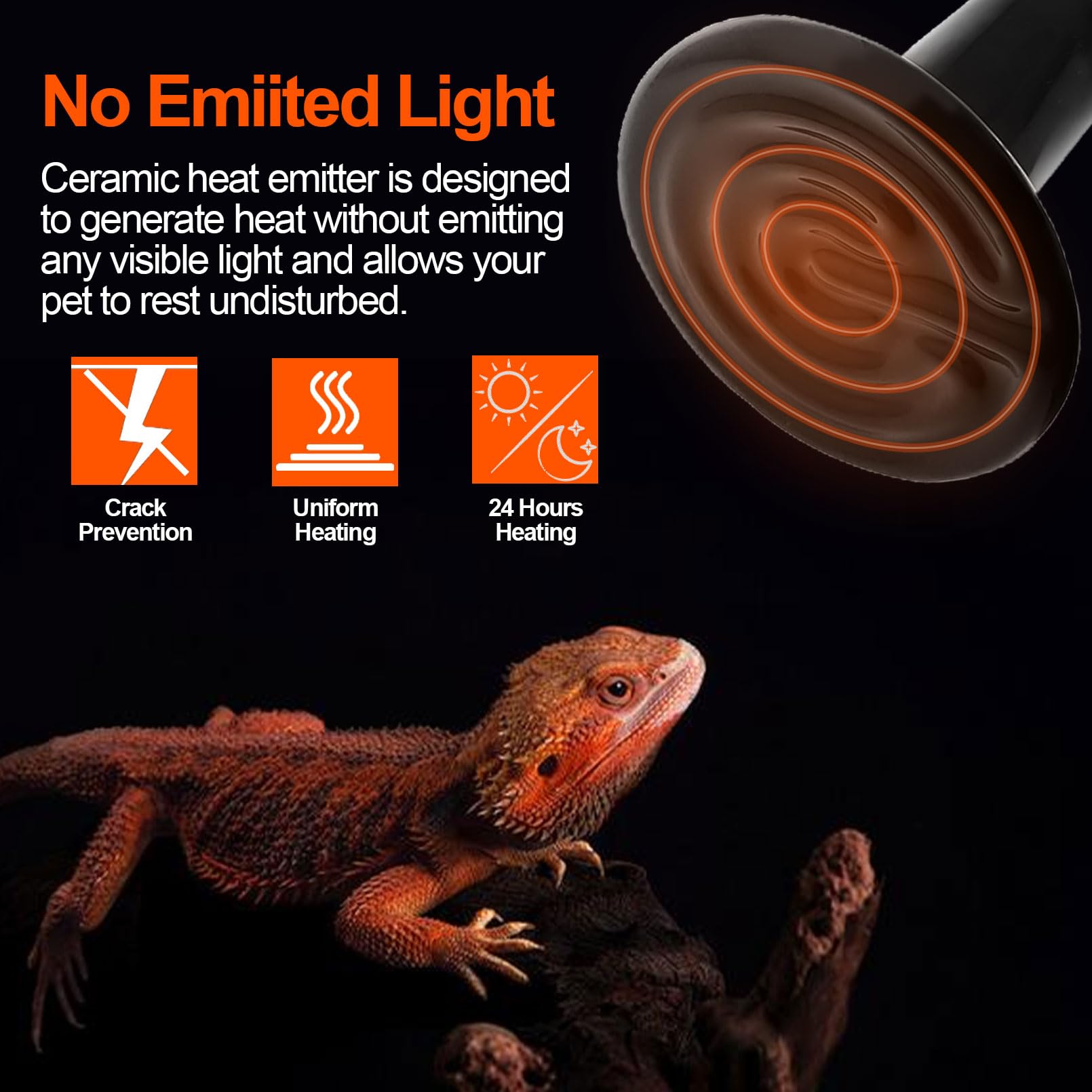 BNOSDM Reptile 150W Ceramic Heat Emitter,4 Pack Reptiles Heat Lamp Bulbs,Brooder Coop Heater Lamp Bulb for Amphibian Reptiles Turtle Lizard Chicken - image 3