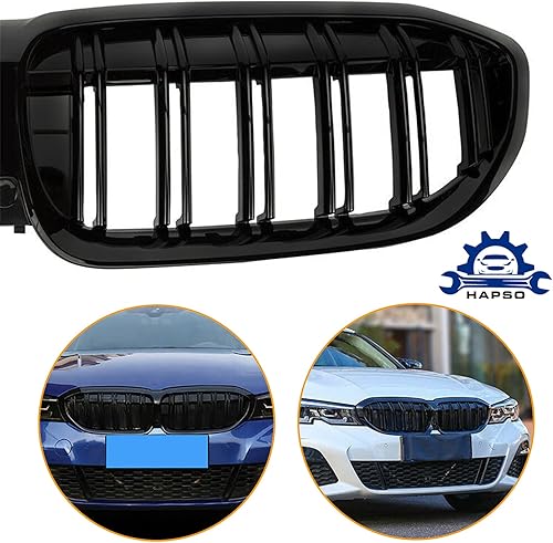 Miniatura 3 de Rejilla delantera de riñón de repuesto de doble listón, color negro mate, compatible con BMW Serie 3 G20 2019-2022, todos los modelos/G21