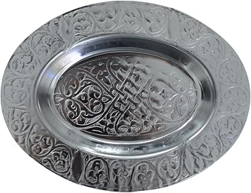 Paslanmaz Çelik Oval Tepsi – 304 Kalite Krom, Dekoratif ve Servis Amaçlı Küçük Tepsi (18 cm)