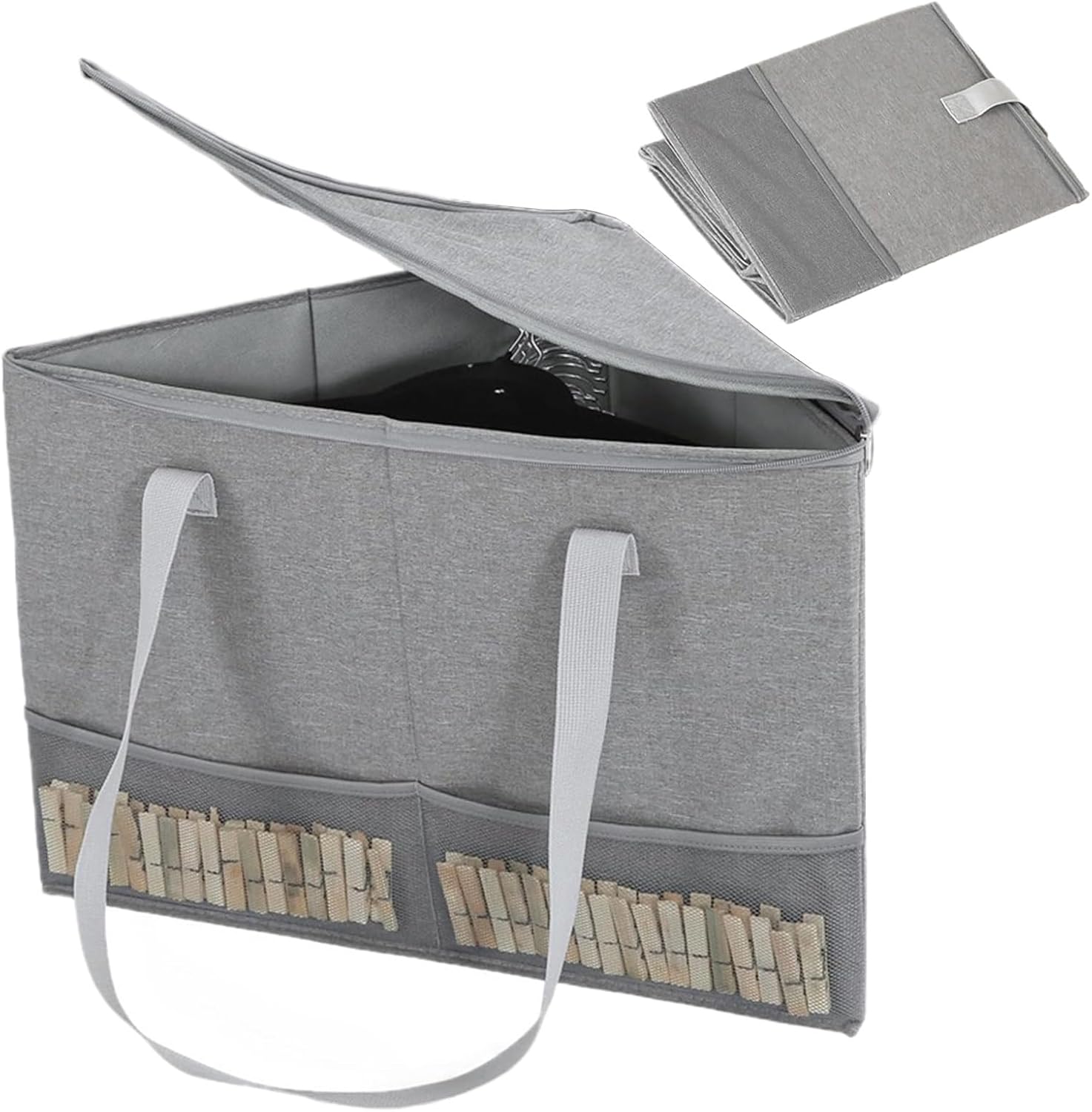 Triangle Storage Bin with Lid,Triangular Foldable Container - with Lid Dustproof Hanger Organizer,for Dorm Bedroom Laundry Apartment Closet Organization