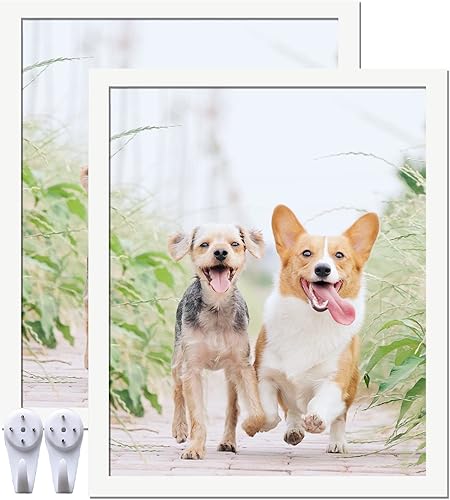 Vista 117 de Juego de 5 portarretratos de 10 x 14 pulgadas, marcos de fotos blancos de alta transparencia para galería de pared horizontal de escritorio vertical