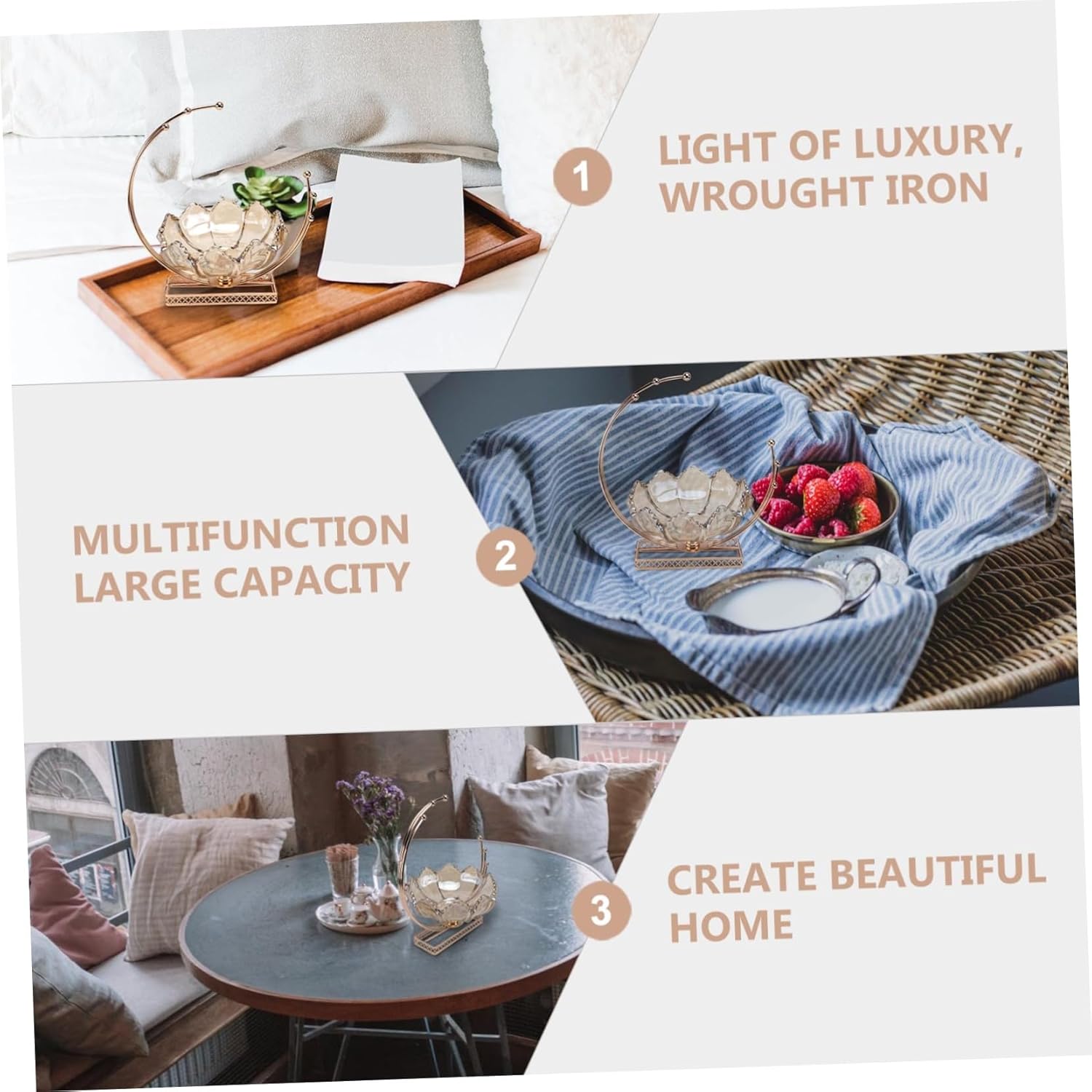 Cabilock Nordic Style Simple Fruit Tray Decorative Glass Fruit Bowl for Home Kitchen Modern Creative Snack Display Stand Light Brown for Living Room and Dining Decor