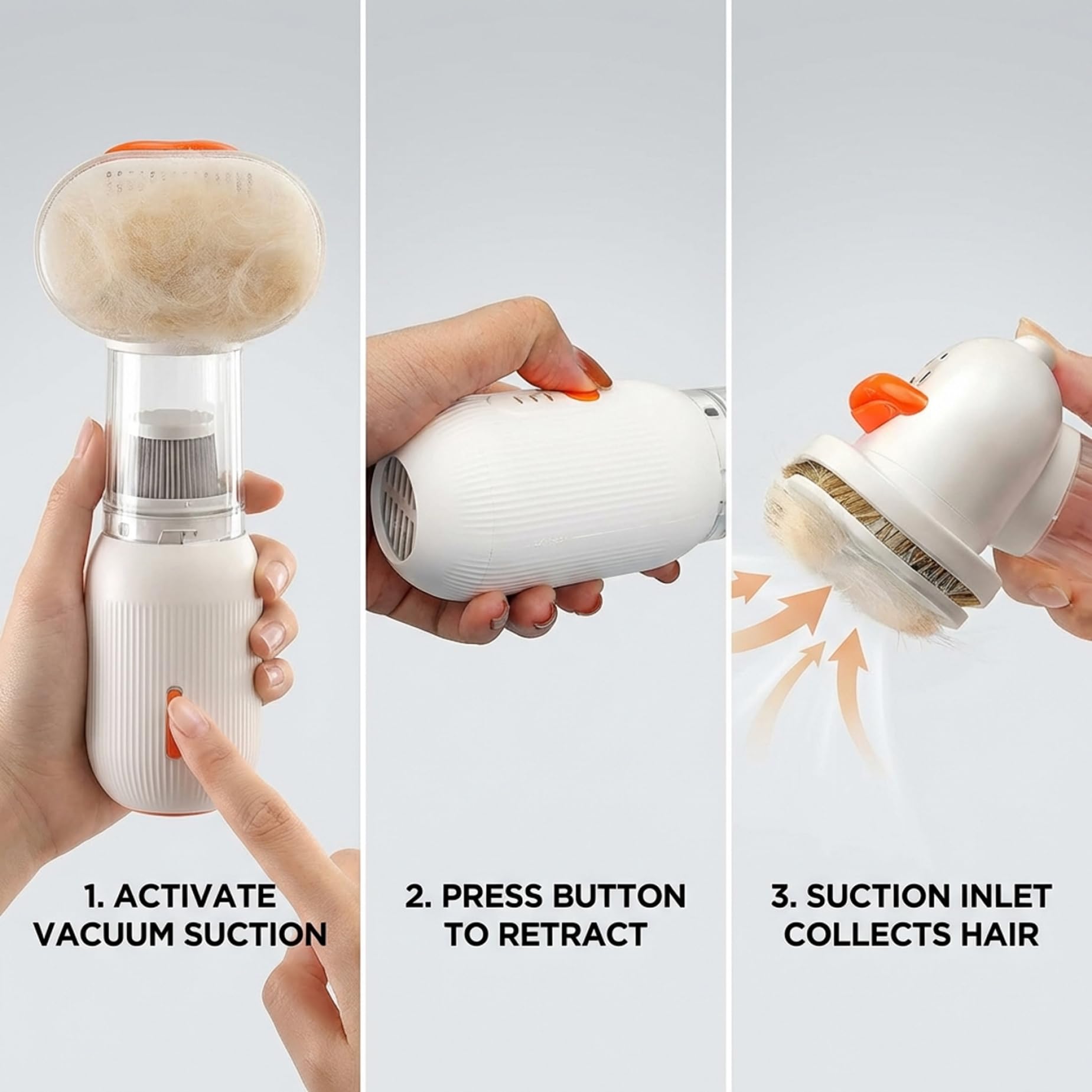 Takingup Spazzola aspirapolvere per cani 4 in 1 Aspirapolvere per toelettatura animali senza fili Strumento autopulente per eliminare i di cani e gatti Pelo corto medio, Toelettatura animali per