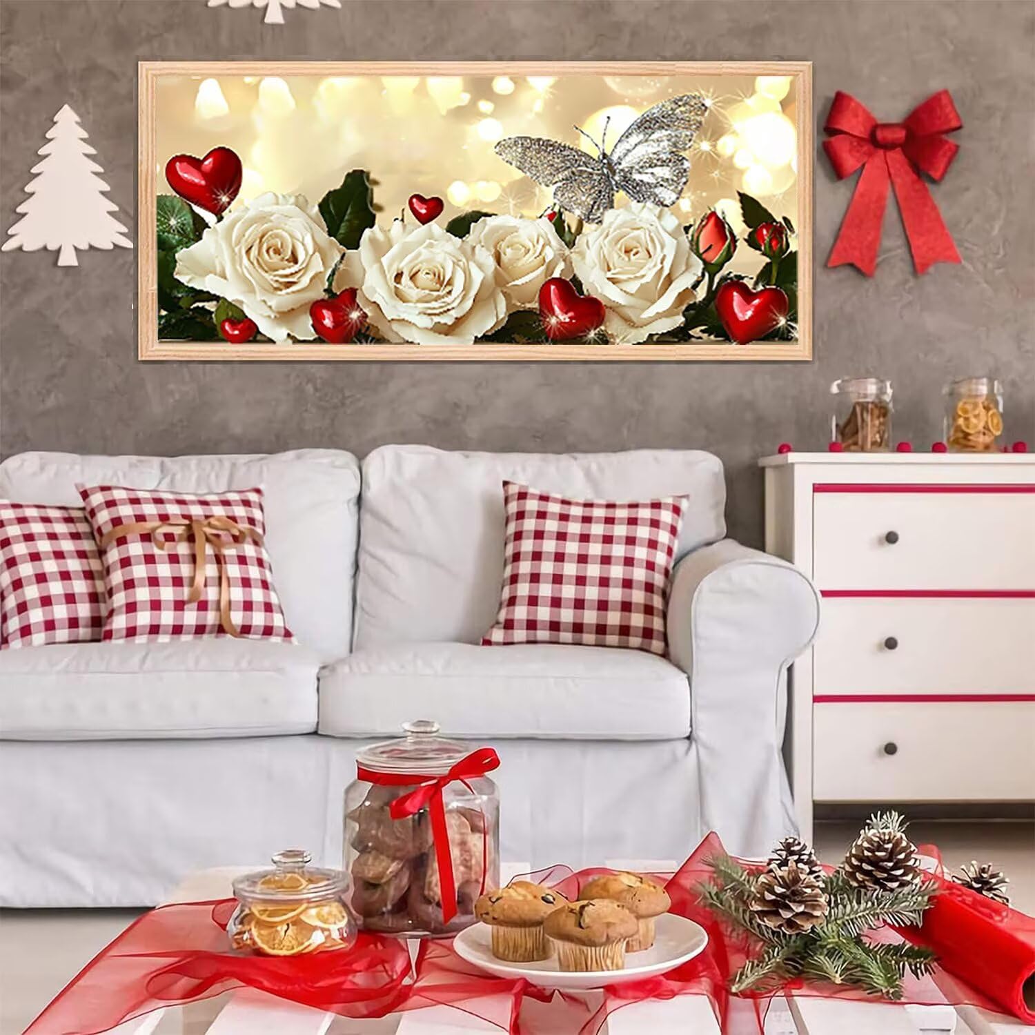 5D DIY Diament Malarstwo Pełny zestaw, Biały Różowy Motyl Diamentowe Malowanie DIY Kryształ Diamentowy Malowanie Dla Dorosłych, Diamentowe Malowanie Dorosłych, Dekoracje Ścienne Domu 50x100cm h-32