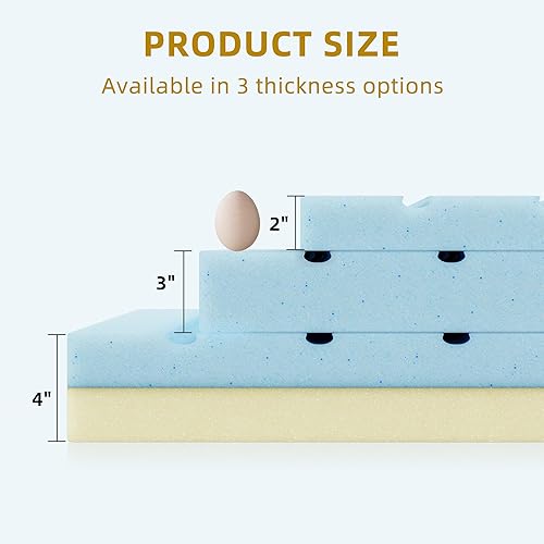 Miniatura 7 de DWVO Mattress Topper Queen, 3 Inch Cooling Memory Foam Mattress Topper, Soft Vents Holes Bed Topper with Breathable Washable Ice-Touch Fabric Cover