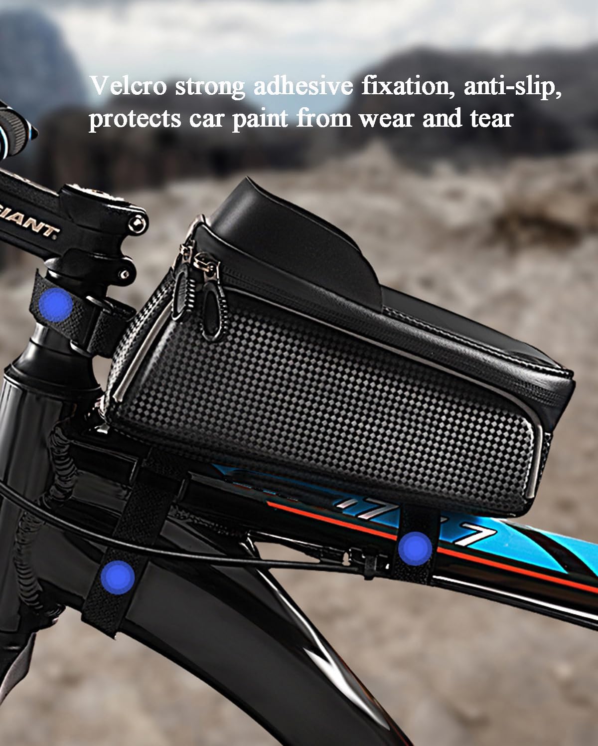 Bicycle Frame Bag, Touch Screen Visual Mobile Phone Bag, Mountain Bike Large Capacity Riding Bag, Suitable for Mountain Bikes, Motorcycles, and Electric Bicycles