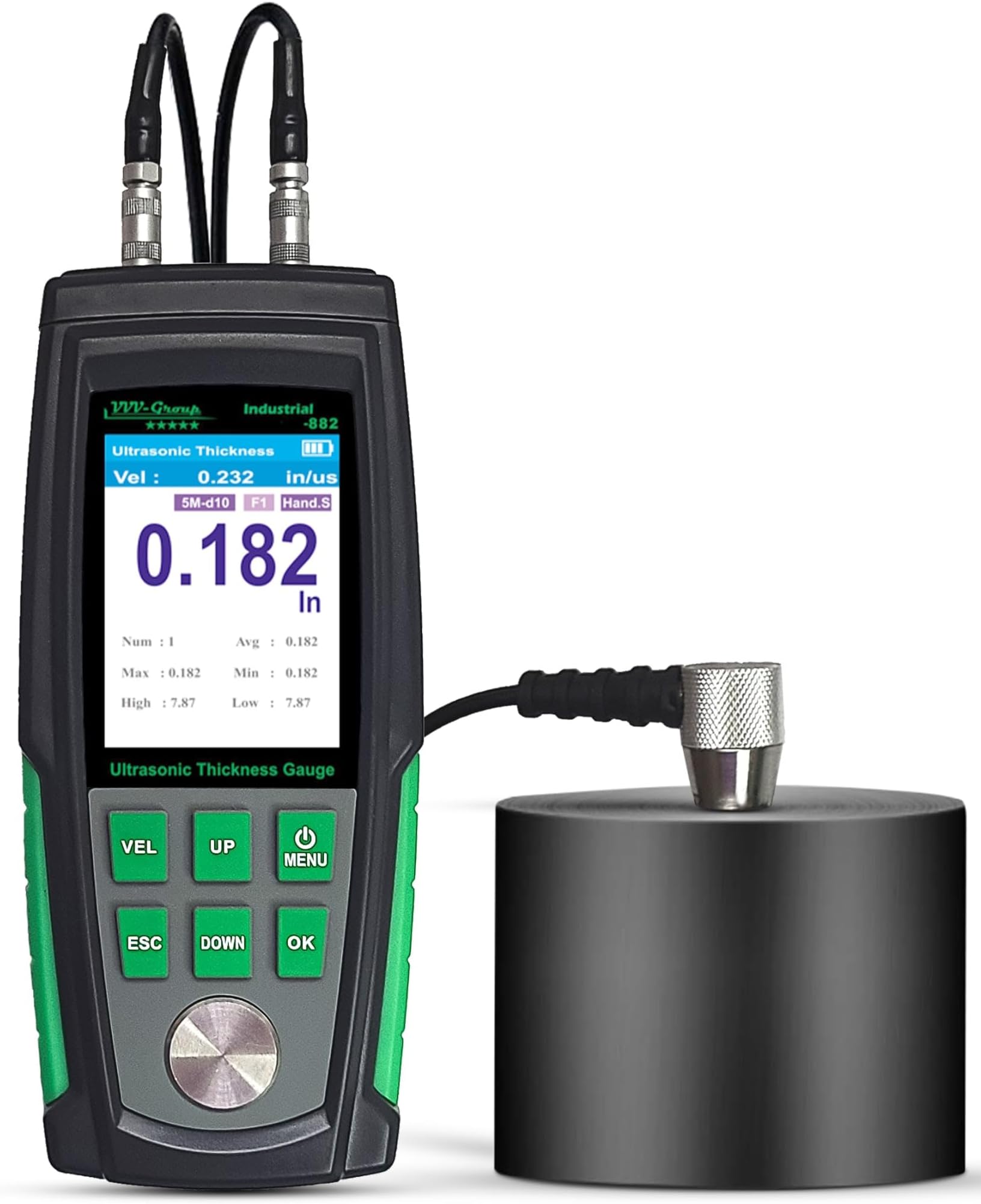 Ultrasonic Thickness Gauge Industrial-882 / Steel, Metals, Plastic, Glass, PVC, Pipes Thickness Gauge Meter – Range 0.039 to 8.85 inch| 2.4” HD Color LCD | Auto Calibration (All materiаl)