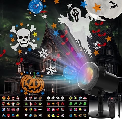 Miniatura 9 de Proyector de diapositivas de Halloween para exteriores, impermeable, 16 patrones de movimiento HD, múltiples temas, proyector de Navidad, luces al