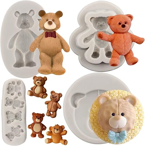 MYPRACS Moldes de silicona de oso carrusel de caballo, molde de fondant para helados, donas, chocolates, caramelos, para baby shower, decoración de