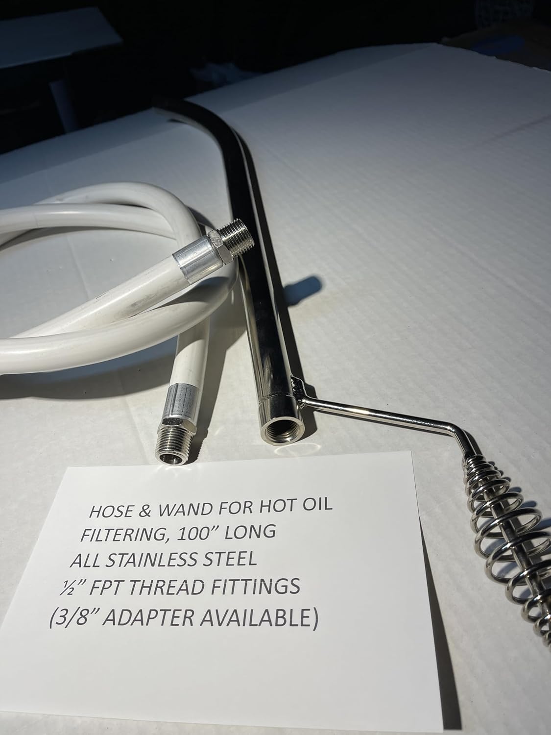88" Hot Oil Filter Hose/Wand/Nozzle For Broaster Frymaster Pitco Hunter.Pressure Fryer 1/2" SWIVEL fittings