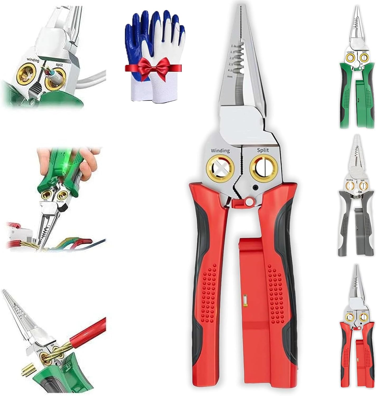 8 in 1 Wire Stripper, Electrical Pliers with Voltage Tester for Cutting & Pulling Wires, Rechargeable Folding Stylus Screwdriver Wire Cutter with Electricity Measurement Function (Gray)