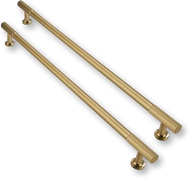 5 Pack 12inch305mm Center to Center Brushed Brass Cabinet pulls Solid Heavy-Duty Kitchen Cabinet Handles Drawer Pulls Cupboard Hardware for Cabinets