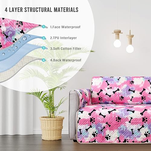 Miniatura 5 de BOCTOPUG Fundas de sofá (rojo+hueso de pata negra, sofá de gran tamaño)