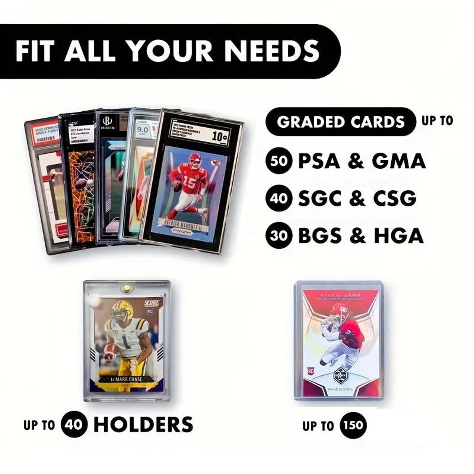 Scatola Portaoggetti Assortita per 44 X Trading Card Slabs - Top Loader Card Brick Case per Carte Sportive e Sleeved