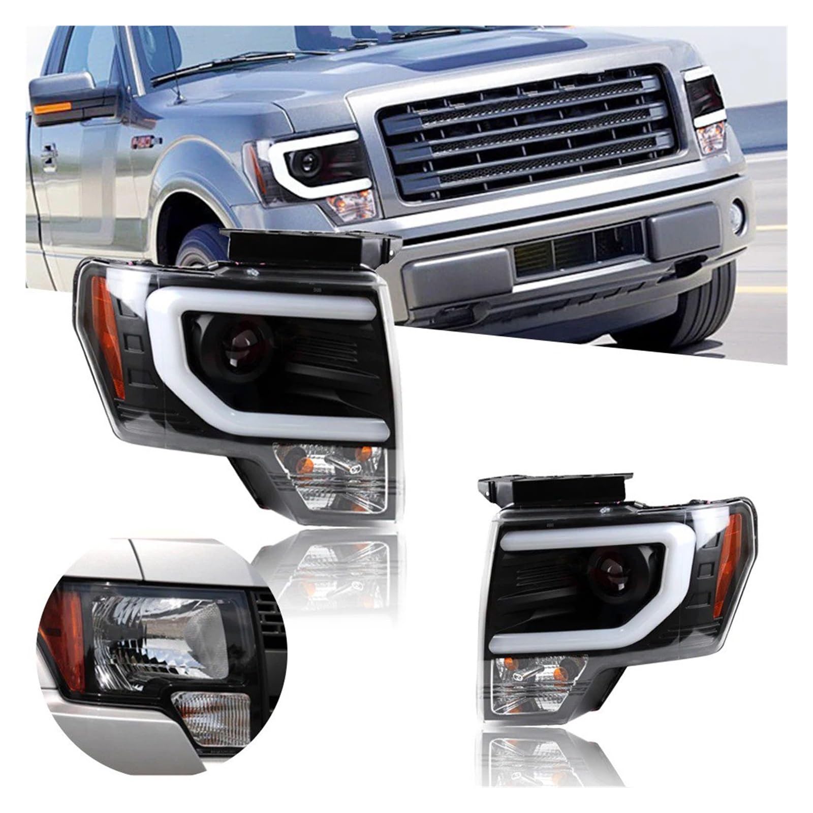 Faro Proiettore Anteriore 1 Coppia Per Raptor Per F150 2009-2014 Fari Anteriori LED Per Auto Proiettore Segnale DRL Lente