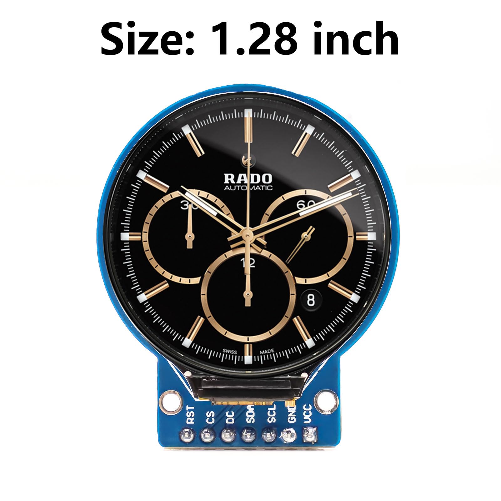 ARCELI 3Pcs GC9A01 1.28-Zoll Rundes TFT Display für Arduino, RGB IPS HD 240 x 240 Auflösung SPI-Schnittstelle LCD-Anzeigemodul für Anzeigegeräte, Echtzeitüberwachung und Instrumentenanzeige