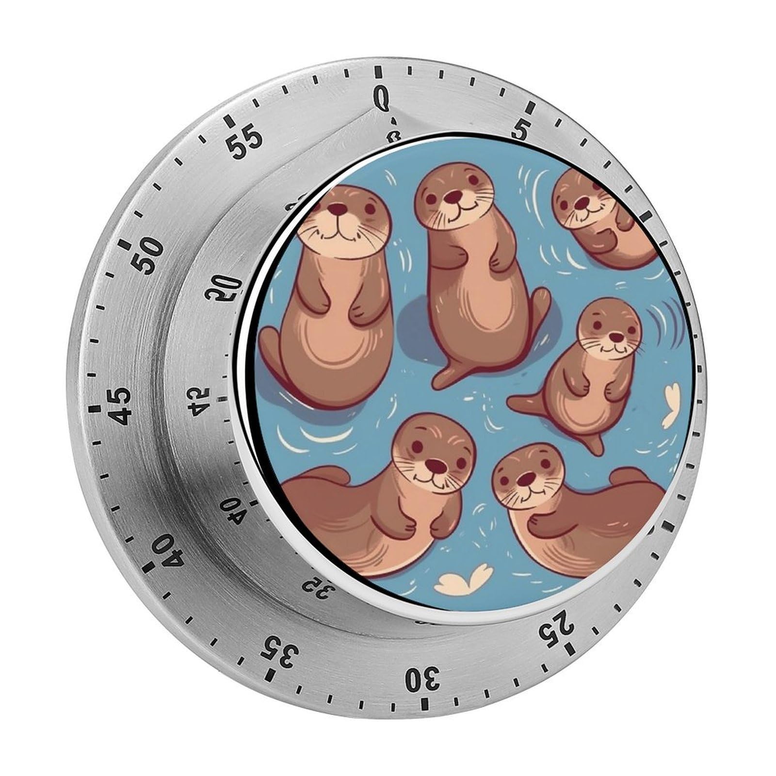Animal Cute Brown Otters Kitchen Timer for Cooking,Chef Cooking Timer Clock with Loud Alarm Stainless Steel Countdown Timer No Batteries for Home Baking Cooking