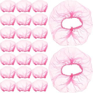 STOBAZA Large Disposable Shower Caps for Women, 500pcs Extra Thick Waterproof Hair Caps for Long Hair, Elastic Pink Spa Bathing Bonnet for Salon, Hotel, and Home Use