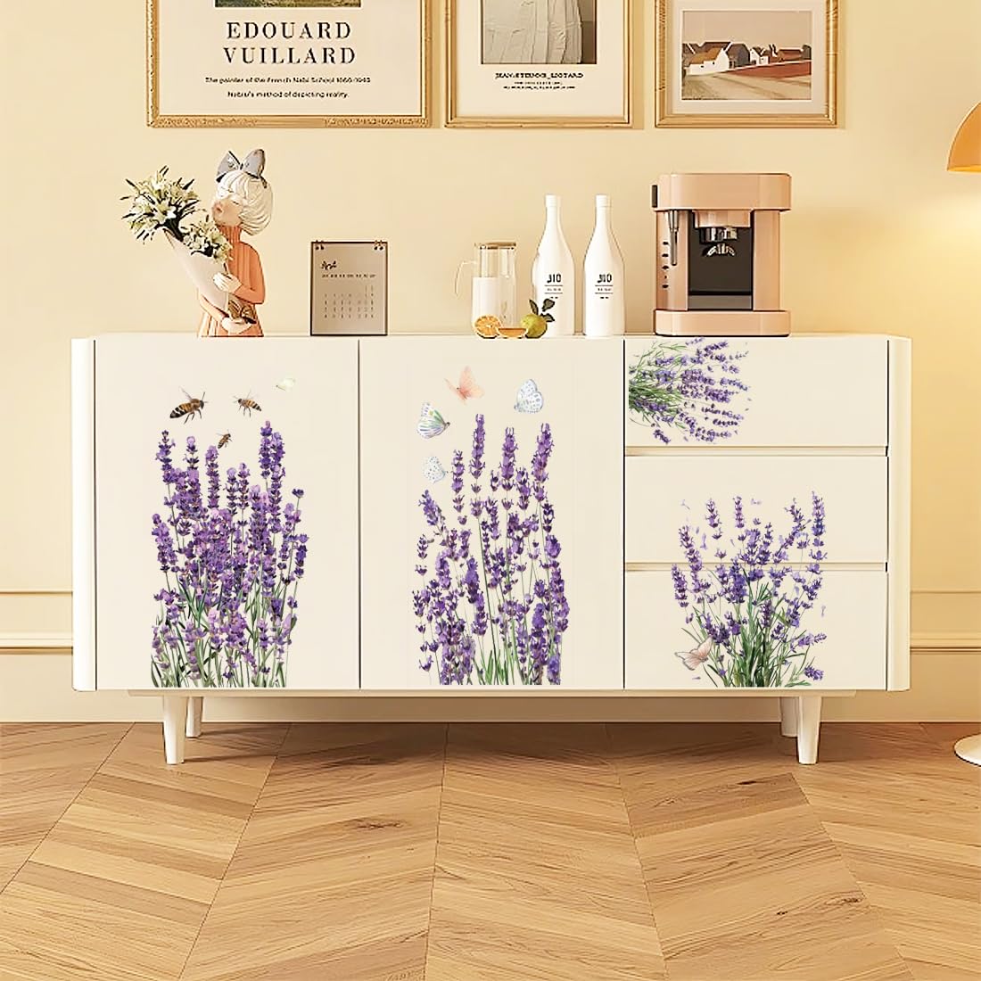 Calcomanías de lavanda para decorar la nevera y renovar puertas de madera