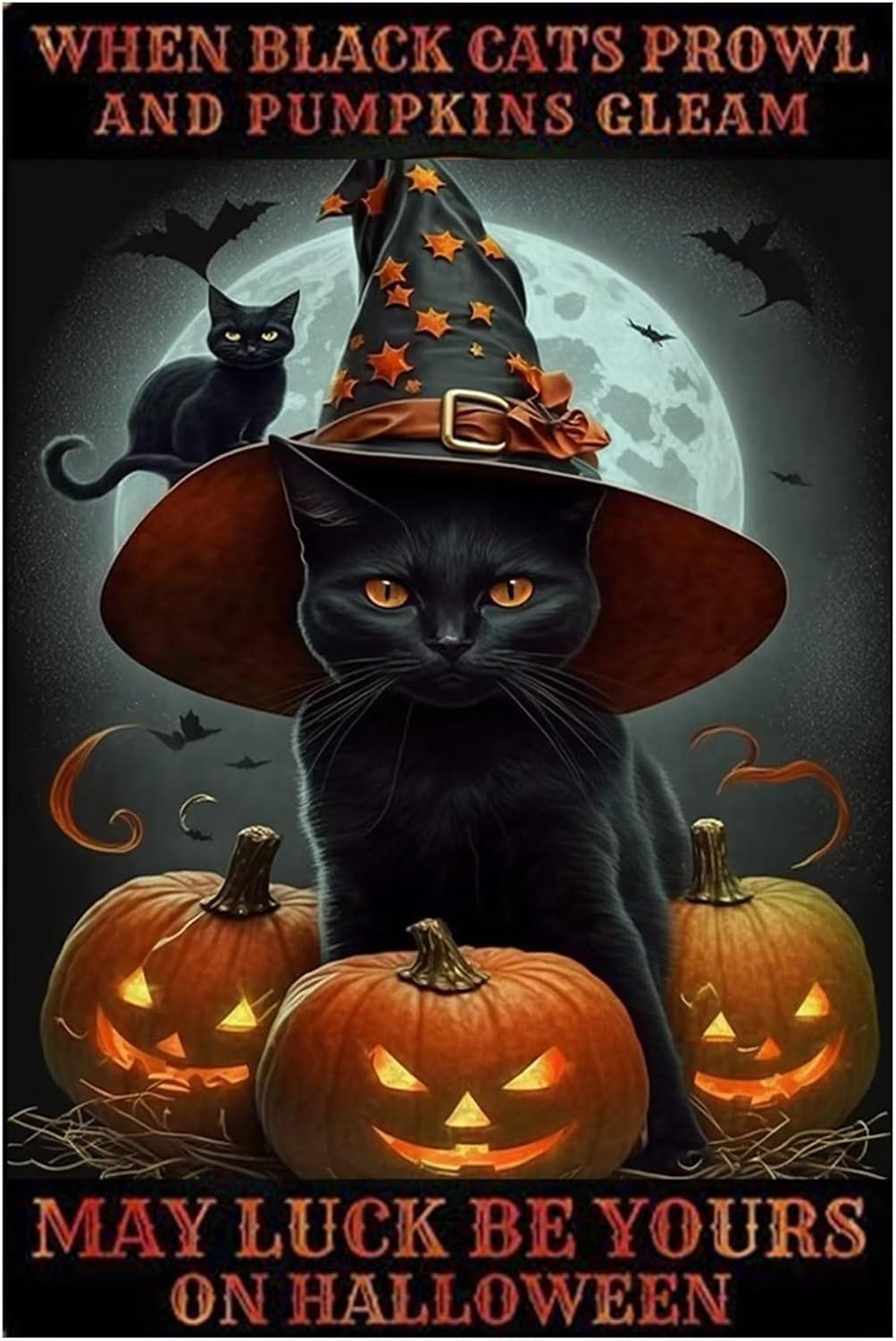 Tin Signs,May Luck Be Yours On Halloween Retro Decor,Fall