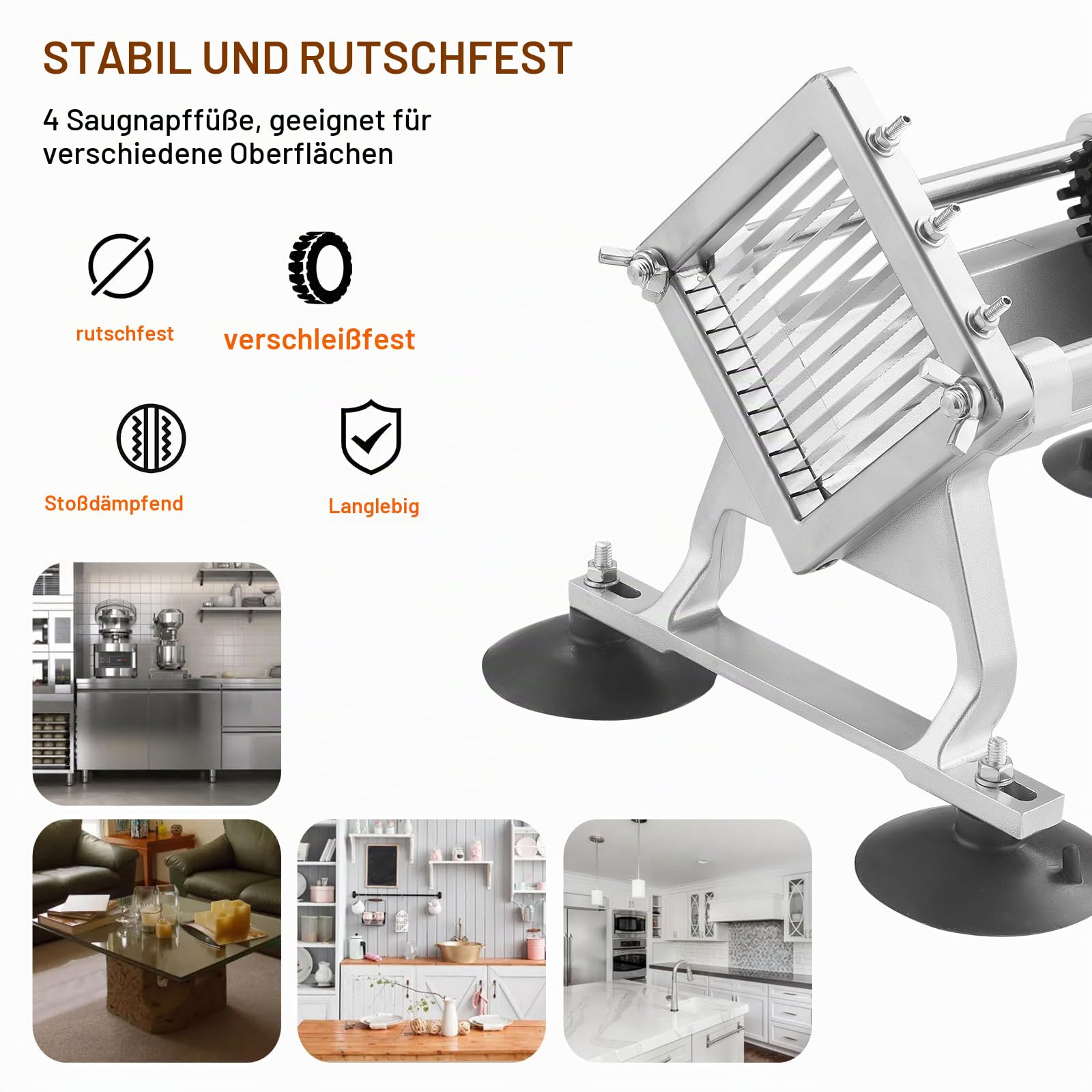 VEVOR Kommerzieller Gemüseschneider 1/4 Zoll, Obstschneider Aus Edelstahl & Aluminiumlegierung, Manuell Für Radieschen, Zwiebeln, Kartoffeln, Zitronen