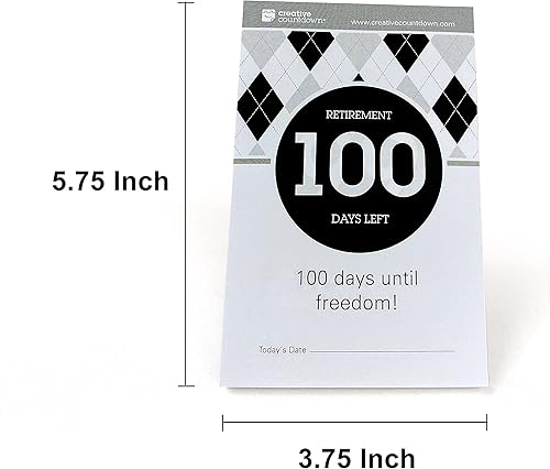 Miniatura 3 de Calendario de cuenta regresiva de 100 días de jubilación de 5.75 x 3.75 pulgadas, blanco y negro, mesa y escritorio - perfecto para oficina,