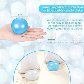 STARBOLO Ball Pit Balls Play Balls -100PCS Pearl 4 Blue Colors Ocean Balls BPA&Phthalate Free Non-Toxic Crush Proof Soft Plastic Ball Pit for Toddlers 1-3 Kids Birthday Pool Tent Party