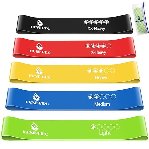 5 Exercise Bands Resistance Bands Set Elastic Bands Workout Loop Band of 5, 100% Natural Latex, for Men Women for Fitness Chest Expanding Arm Leg Yoga Pilates Physio Therapy Rehabilitation