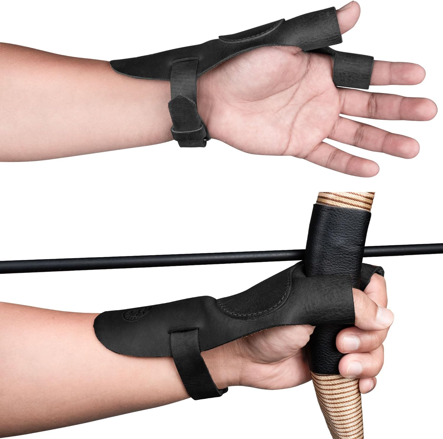 Reinforced Archery Shooting Glove, Hand Guard, Recurve Bow, Wrist and Finger Protector, Shooting Targeting, Cosplay, Full Grain Leather, Handmade