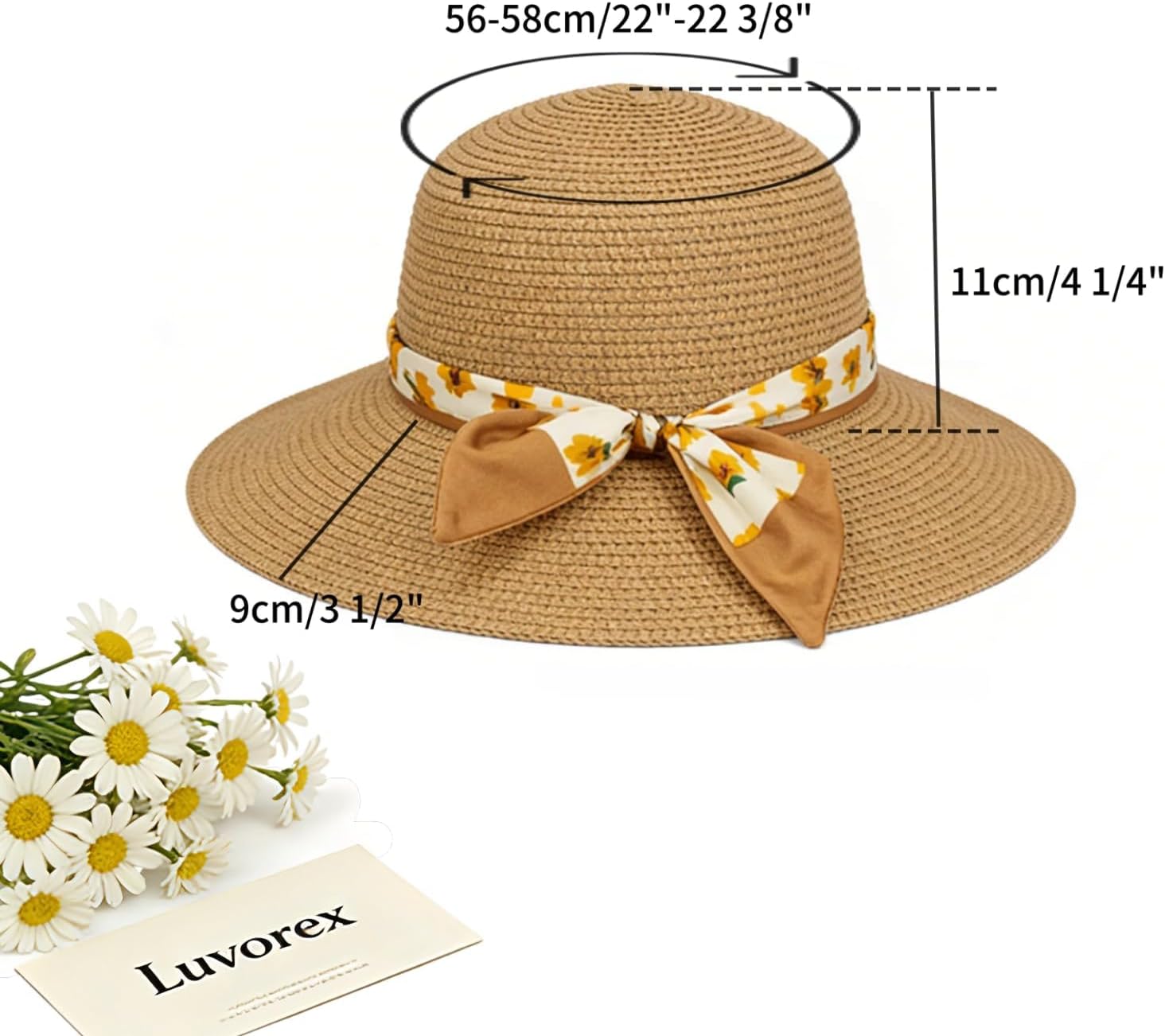 Women's Summer Straw Beach Hat, UPF 50 UV Protection Wide Brim Sun Hat with Hat Clip for Travel Outdoor