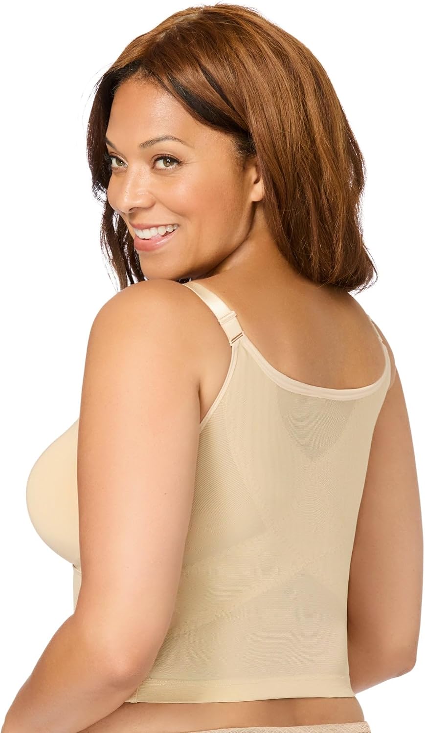 Comfort Choice Women's Plus Size Longline Zip-Front Posture Bra
