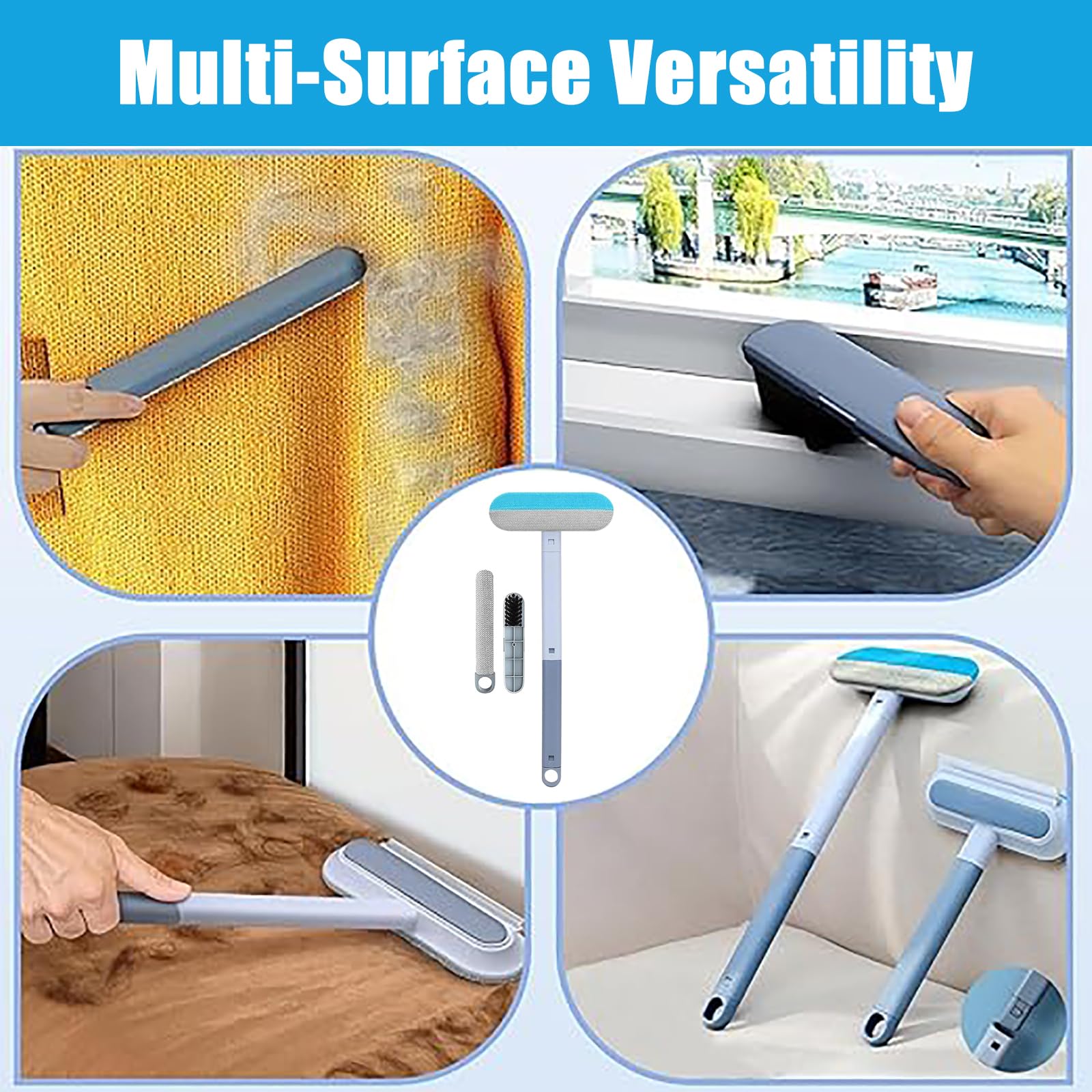 Brosse Anti Poils Animaux,3 en 1 Épilateur de Canapé et Vêtements Brosse Attrape Poils Réutilisable avec Brosse Amovible et Collecte Automatique pour Tapis Meubles Literie Chats et Chiens