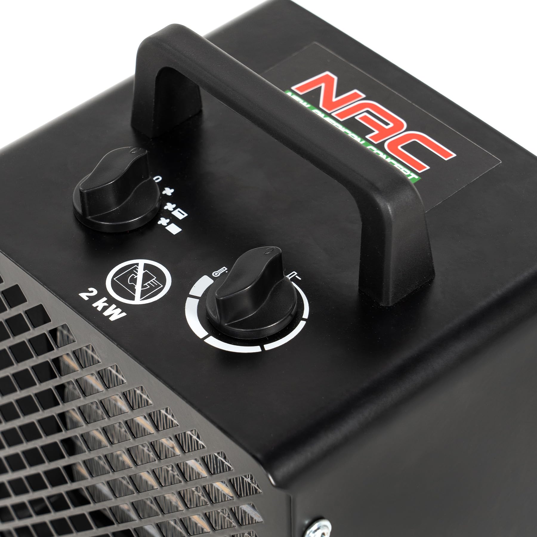 NAC Calefactor Ceramico Electrico 2000W - Calentador Electrico con 3 Niveles de Calefacción - Calefactor Portatil Industrial con Termostato, Cañon de Calor - Heater Electric para Garaje Taller Obra