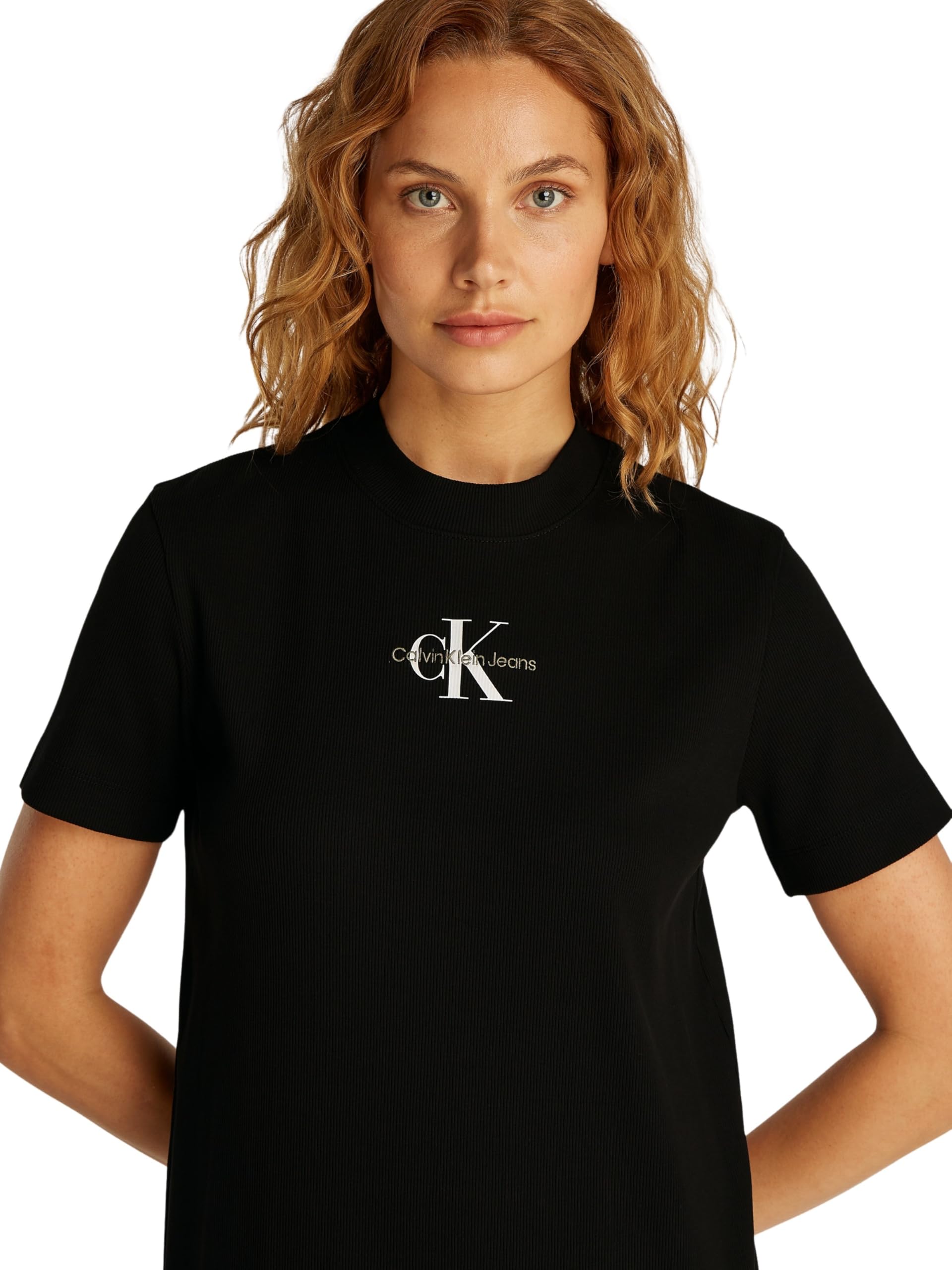 Calvin Klein Sukienka T-shirt Kobiety Monologo Long Rib Tee Dress J20j225543