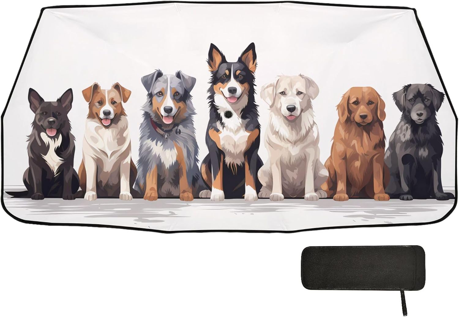 Car Umbrella Sun Shade Cover, Cute Dog Umbrella Sun Shade for Car Truck Window Front Windshield, Blocks UV Rays Sun Visor Protector Sun Heat Reflector to Keep Your Vehicle Cool