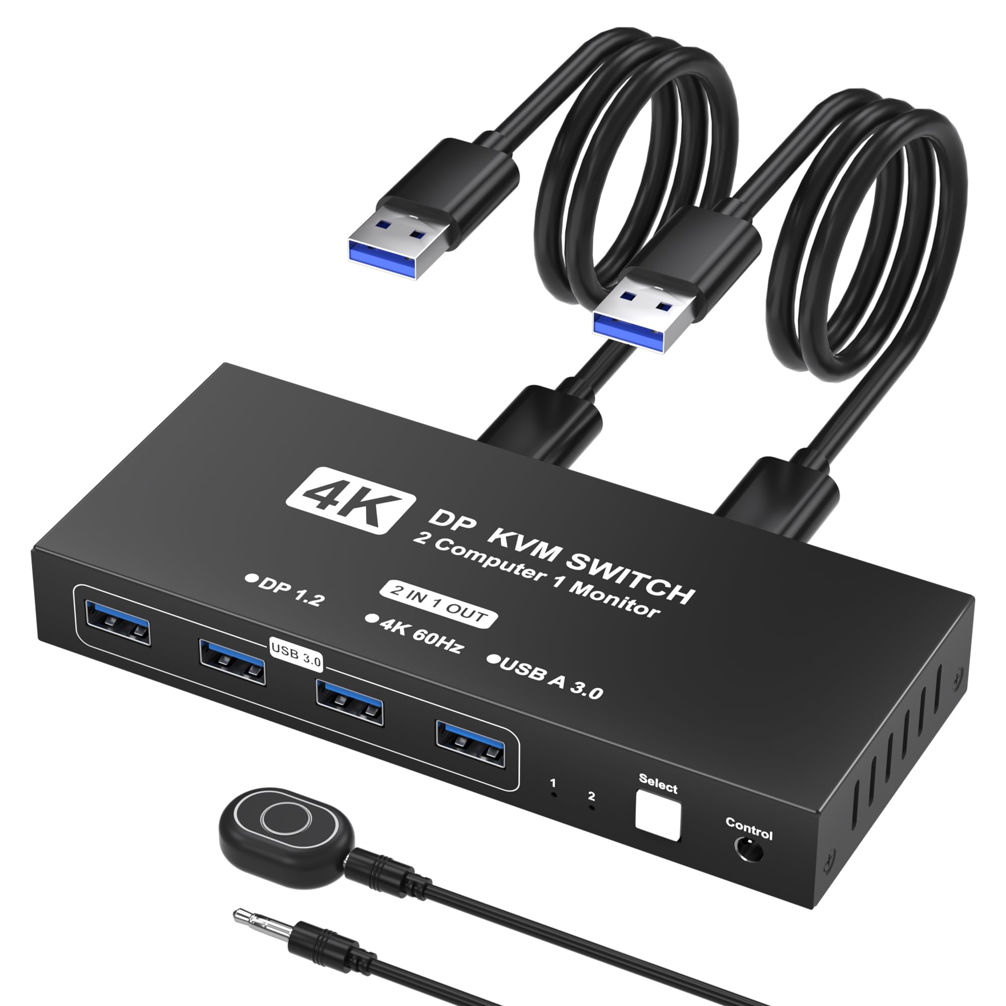 DisplayPort KVM Switch 1 Monitors 2 Computers, 4K@60Hz USB KVM Switches with 4 USB 3.0 Ports Sharing Keyboard Mouse Printer, Monitors Switch for 2 Computers, Display Port Switcher 2 in 1 Out-image-16