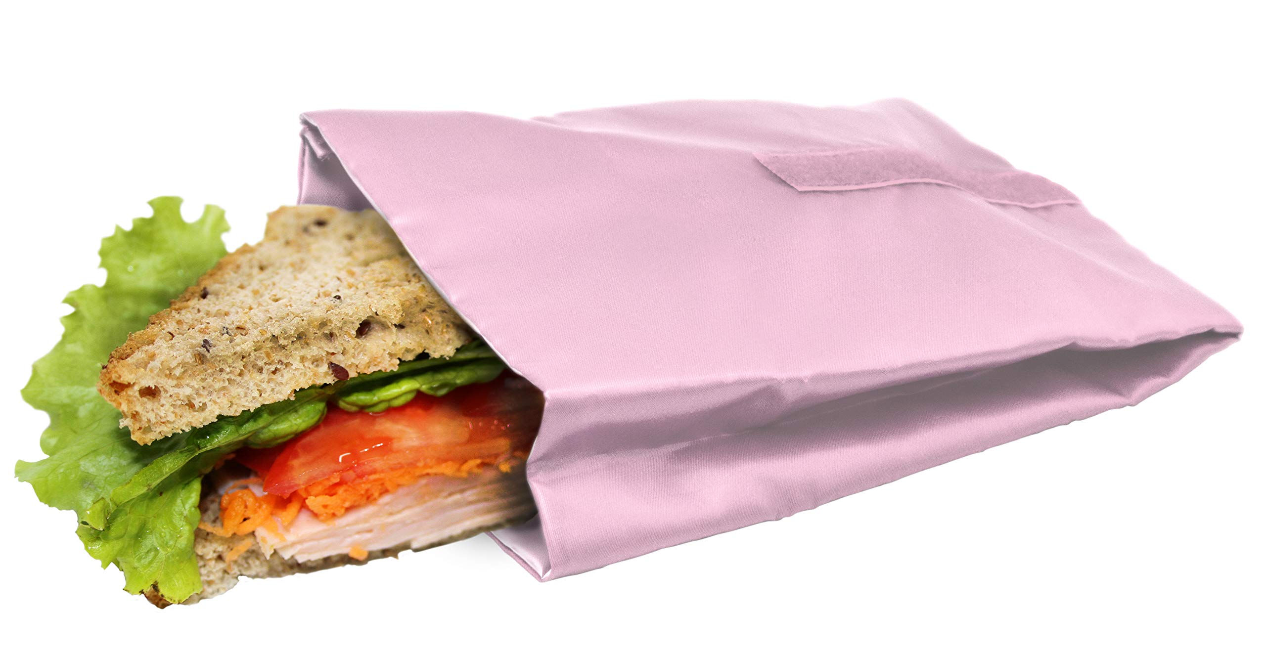 NERTHUS Reusable Sandwich Bag, Eco-Friendly, Adaptable, Easy to Clean and Machine Washable, Pastel Pink, 10.5 x 14 x 18.5 cm