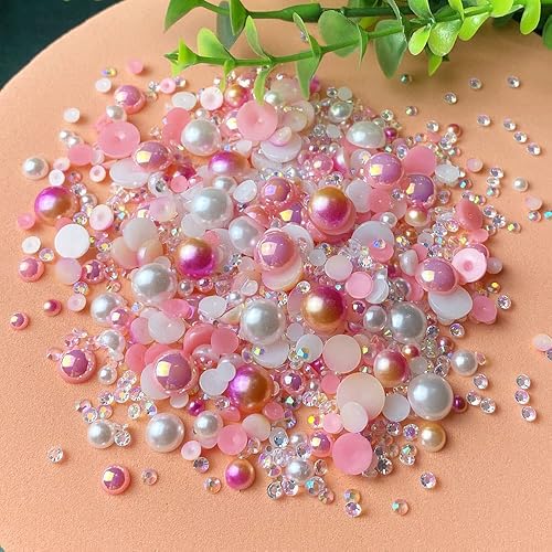 Miniatura 2 de 176oz de diamantes de imitación de resina de parte trasera plana perlas medias redondas de tamaño mixto 0118in a 0394in diamantes de imitación de