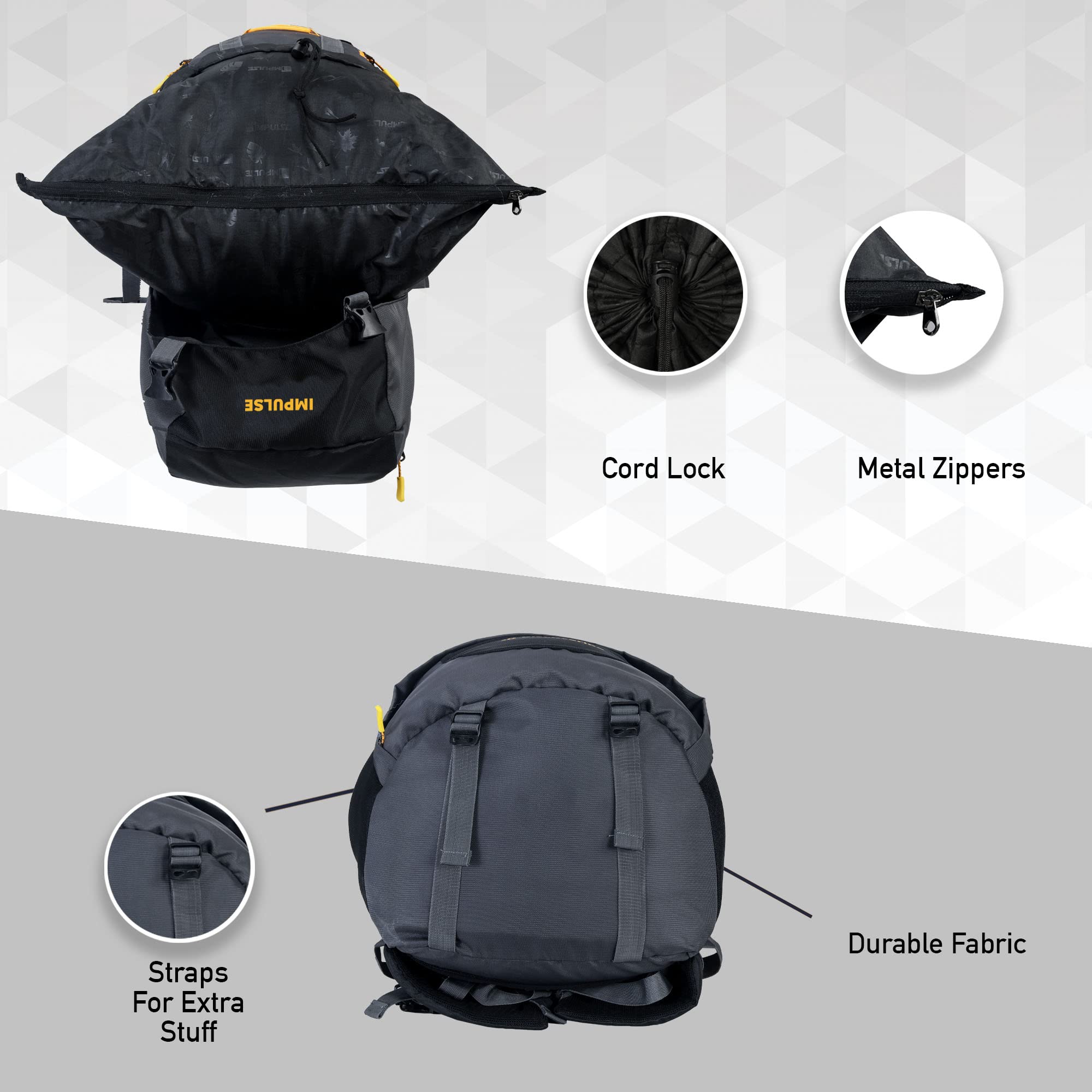 Impulse Loops 6 Compartment Rucksack Bags 75 Litres Travel Bag For Men Tourist Bag For Travel Backpack For Hiking Trekking Bag For Men Camping With 1 Year Warranty(Black) 2