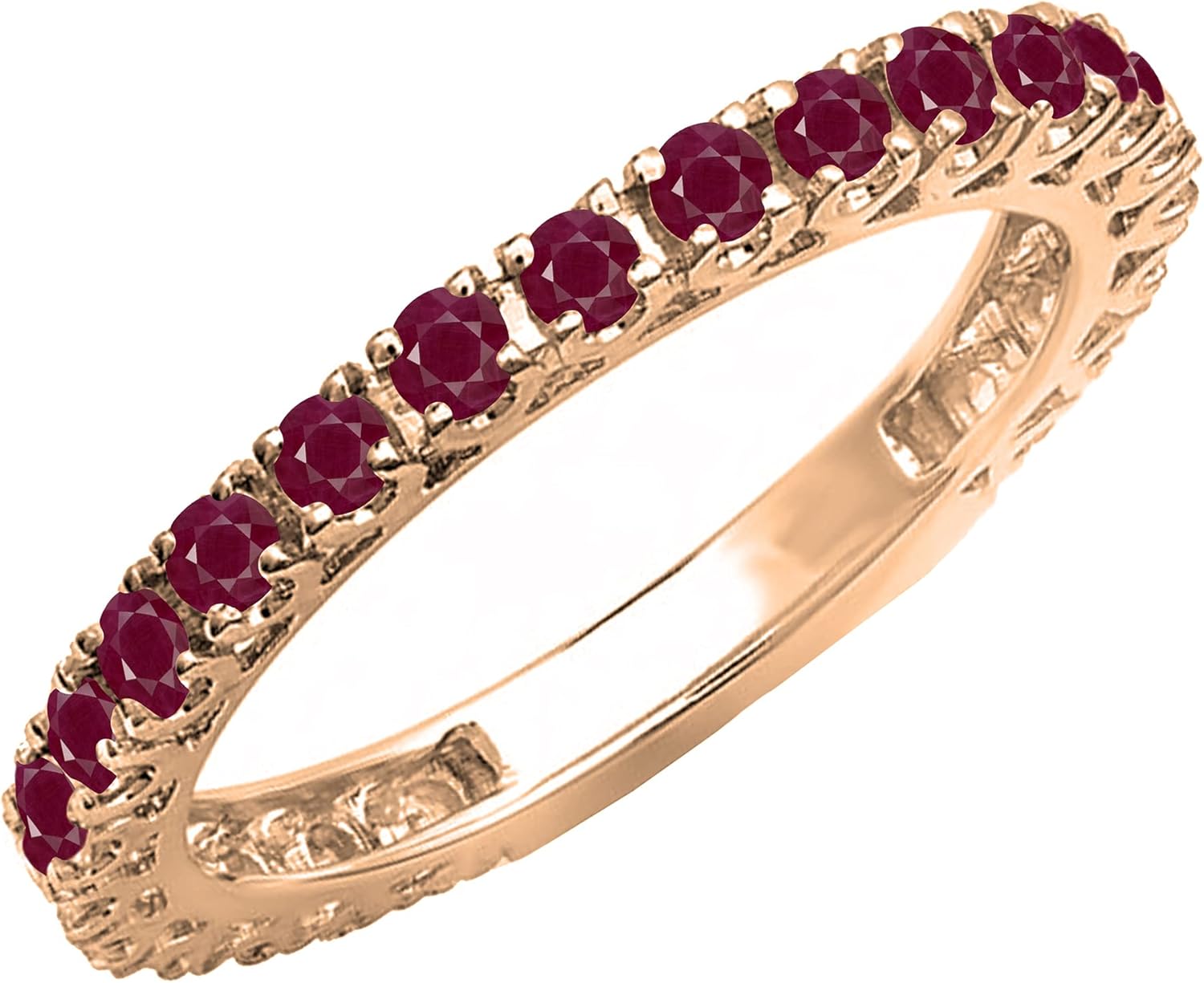 Dazzlingrock Collection Round Gemstone or Diamond Eternity Stackable Wedding Band for Women in Solid Gold