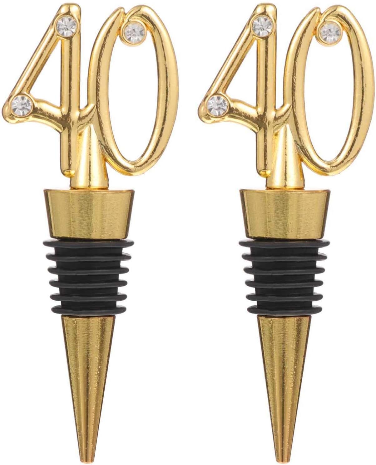 2pcs Wine Stoppers 40th Wedding Anniversary Wine Stoppers Beverage Bottle Stoppers 40th Birthday Party Favors for Home Party Gifts Golden