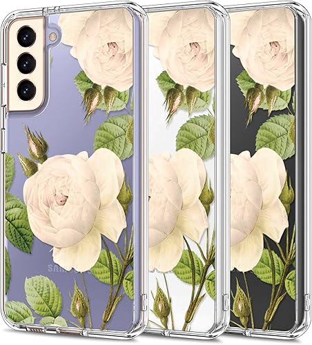 Miniatura 7 de LUHOURI Funda para Samsung Galaxy S21, funda de TPU transparente con diseños florales de moda de jardín para mujeres y niñas, a prueba de golpes,