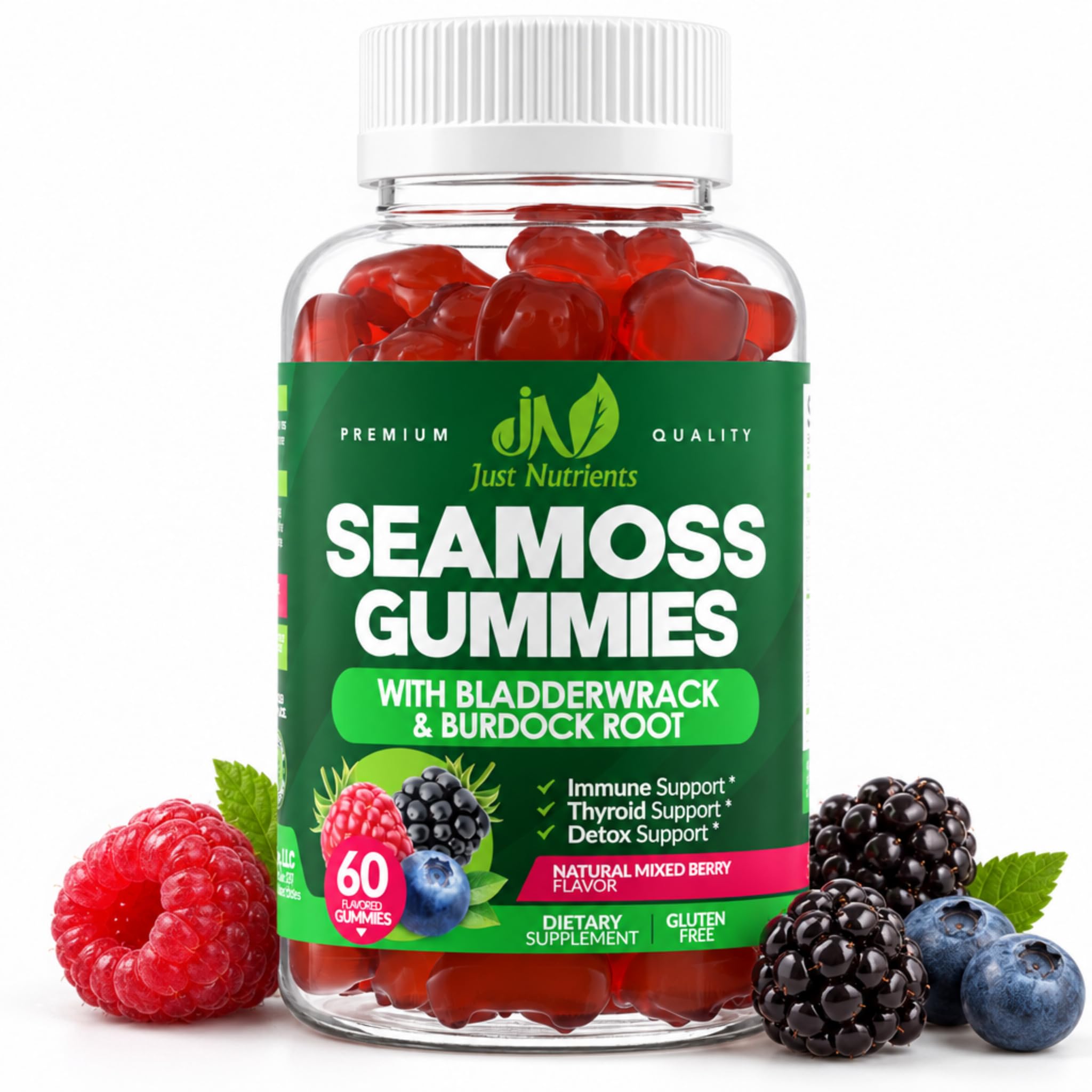 Sea Moss 3000mg Gummies with Bladderwrack and Burdock Root for Men & Women