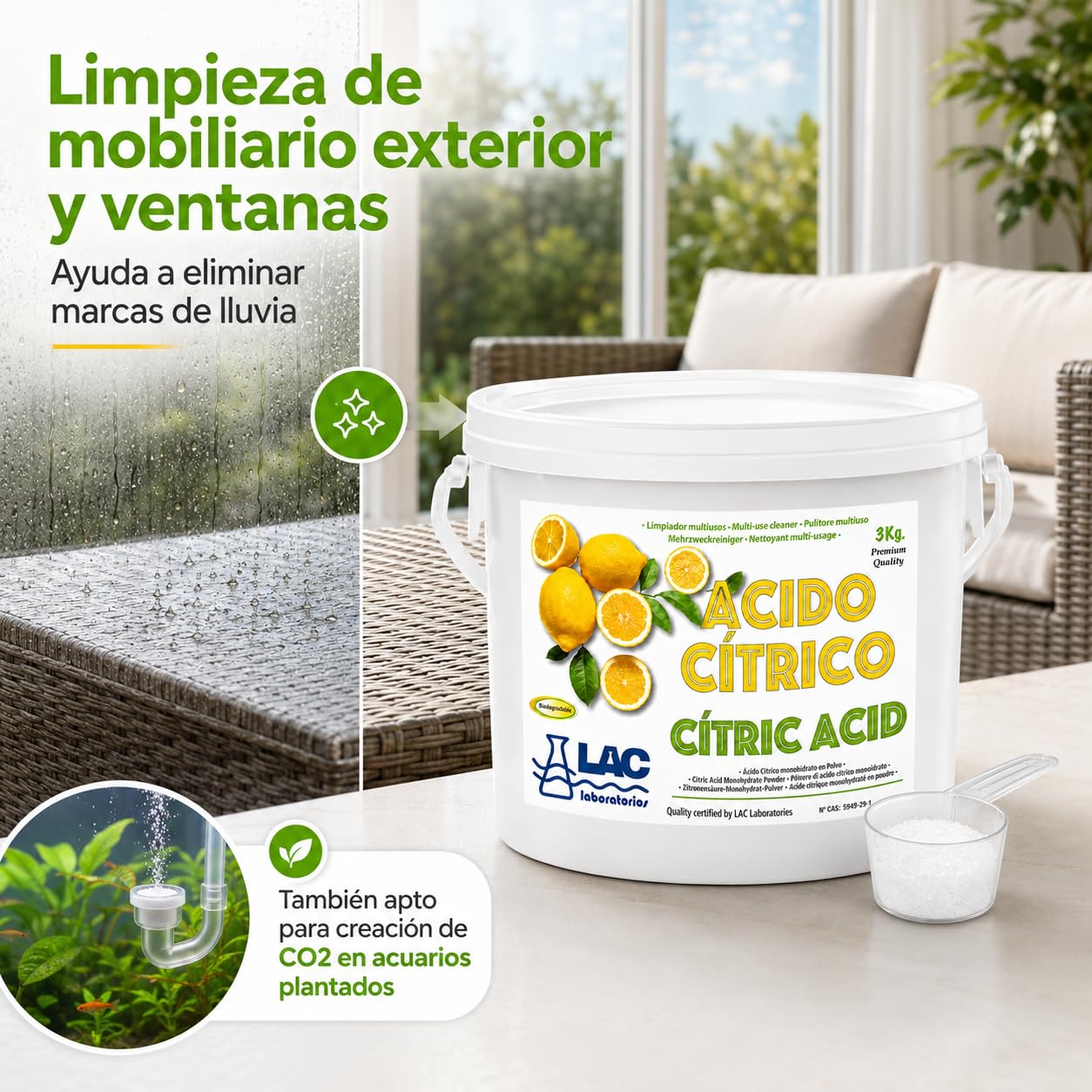 Ácido Cítrico Anhidro Natural 100% Puro 3 kg Laboratorios LAC - DIASA