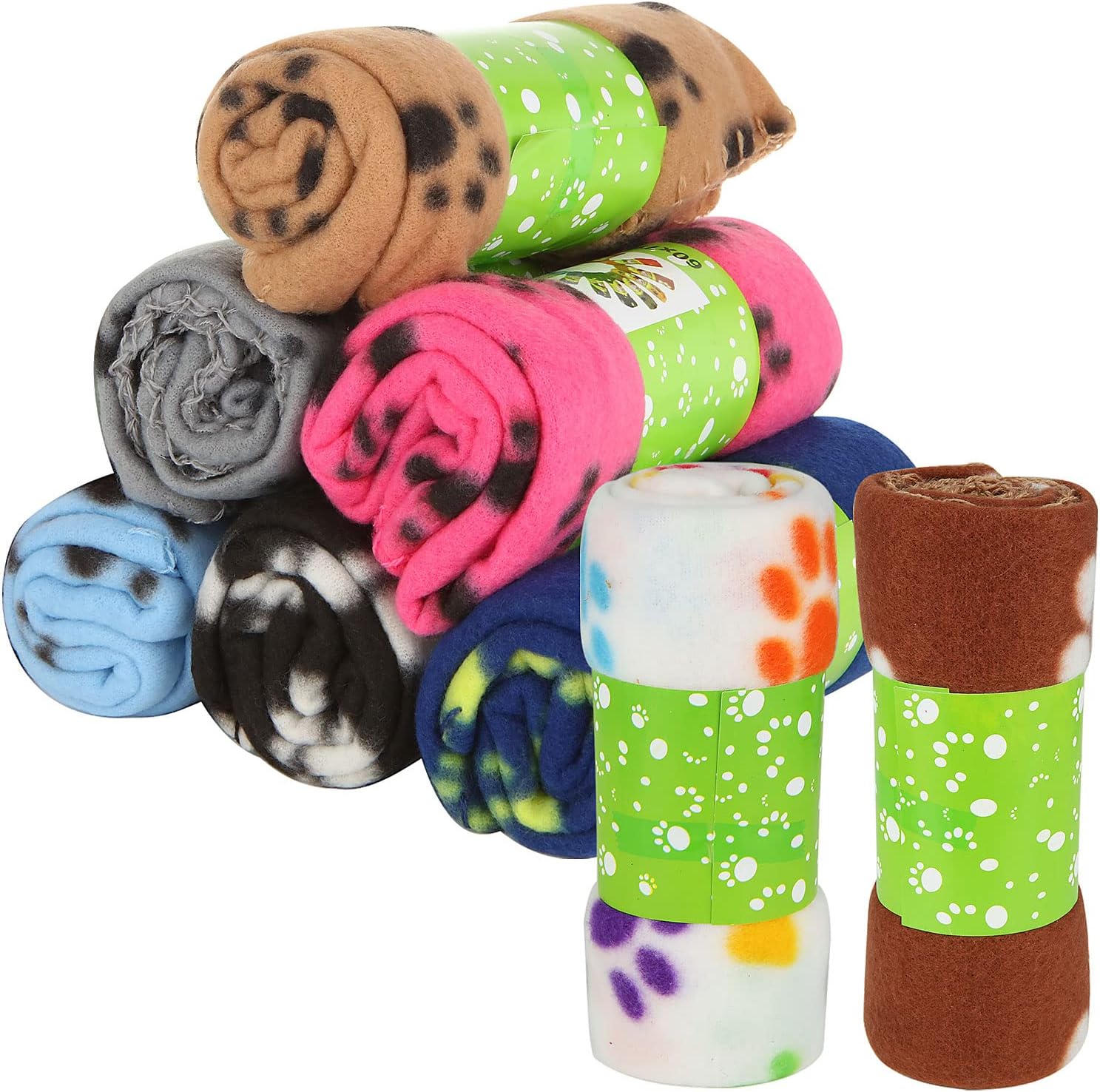 ASelected 8 Multipack Dog Blankets Washable Fleece Puppy Blankets 60cm